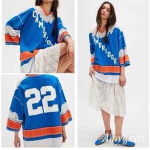 We The Free Stanley Cambridge oversized Vibrant Blue and Orange Lace Jersey
